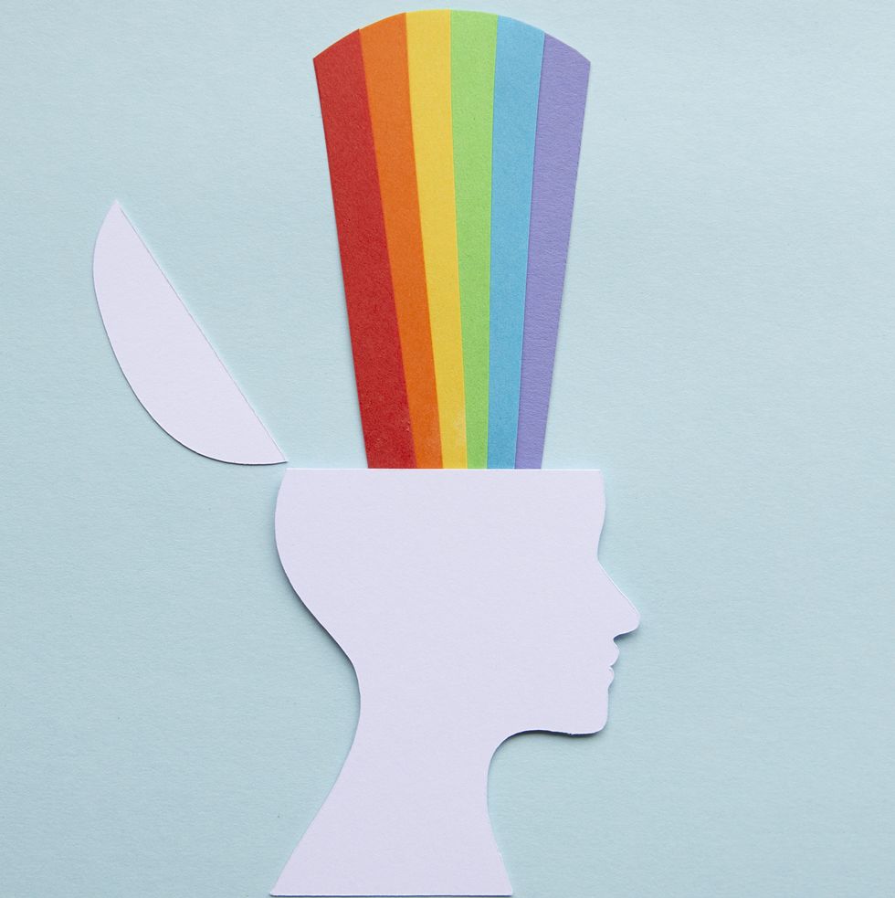 Paper head with rainbow