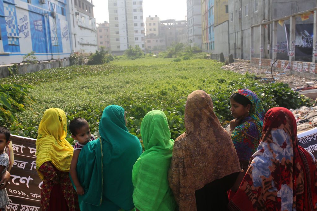 relatives of victims of the rana plaza building collapse seen as they mark sixth anniversary of the garment factory disaster at the site where the building once stood in savar, in dhaka, bangladesh on april 24, 2019  photo by rehman asadnurphoto via getty images