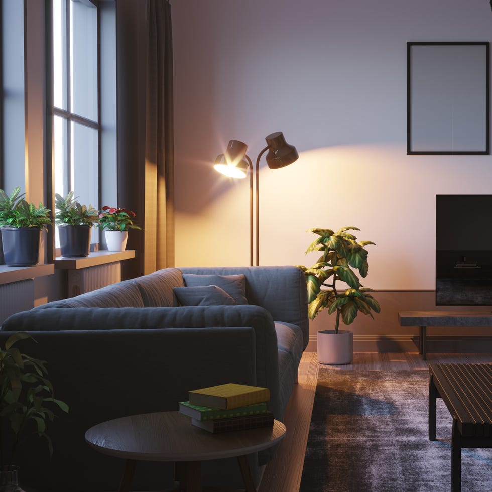 Scandinavian Style Living Room In The Evening