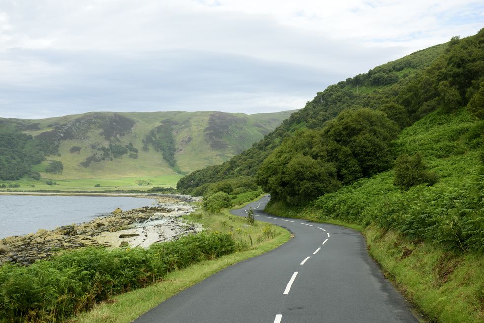 road near dougarie, kintyre peninsula, isle of arran, scotland
