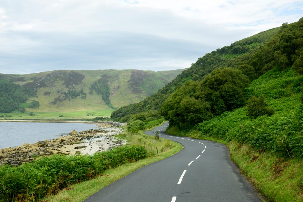 road near dougarie, kintyre peninsula, isle of arran, scotland