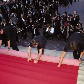 france may 01 cannes 95 ambiances in cannes, france on may, 1995 stairs and red carpet photo by pool benainousduclosgamma rapho via getty images