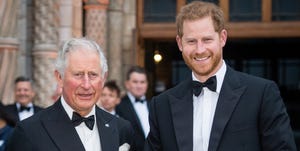 london, england   april 04 prince charles, prince of wales and prince harry, duke of sussex attend the our planet global premiere  at natural history museum on april 04, 2019 in london, england photo by samir husseinsamir husseinwireimage