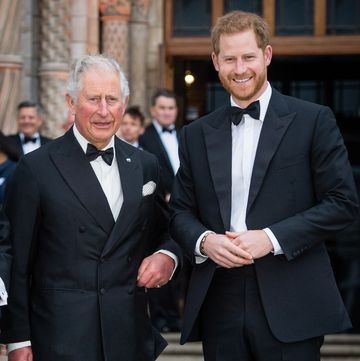 london, england   april 04 prince charles, prince of wales and prince harry, duke of sussex attend the our planet global premiere  at natural history museum on april 04, 2019 in london, england photo by samir husseinsamir husseinwireimage