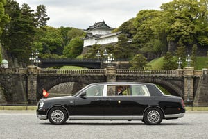 Emperor Naruhito in a Toyota Century Empress limo