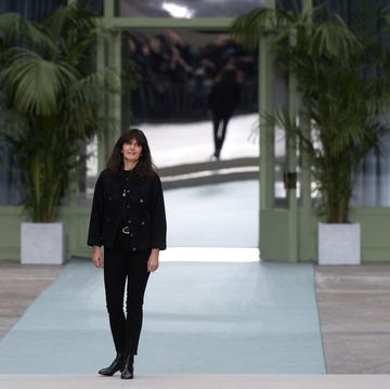 french fashion designer virginie viard acknowledges the audience the end of the 2020 chanel croisiere cruise fashion show at the grand palais in paris on may 3, 2019 photo by christophe archambault  afp photo by christophe archambaultafp via getty images