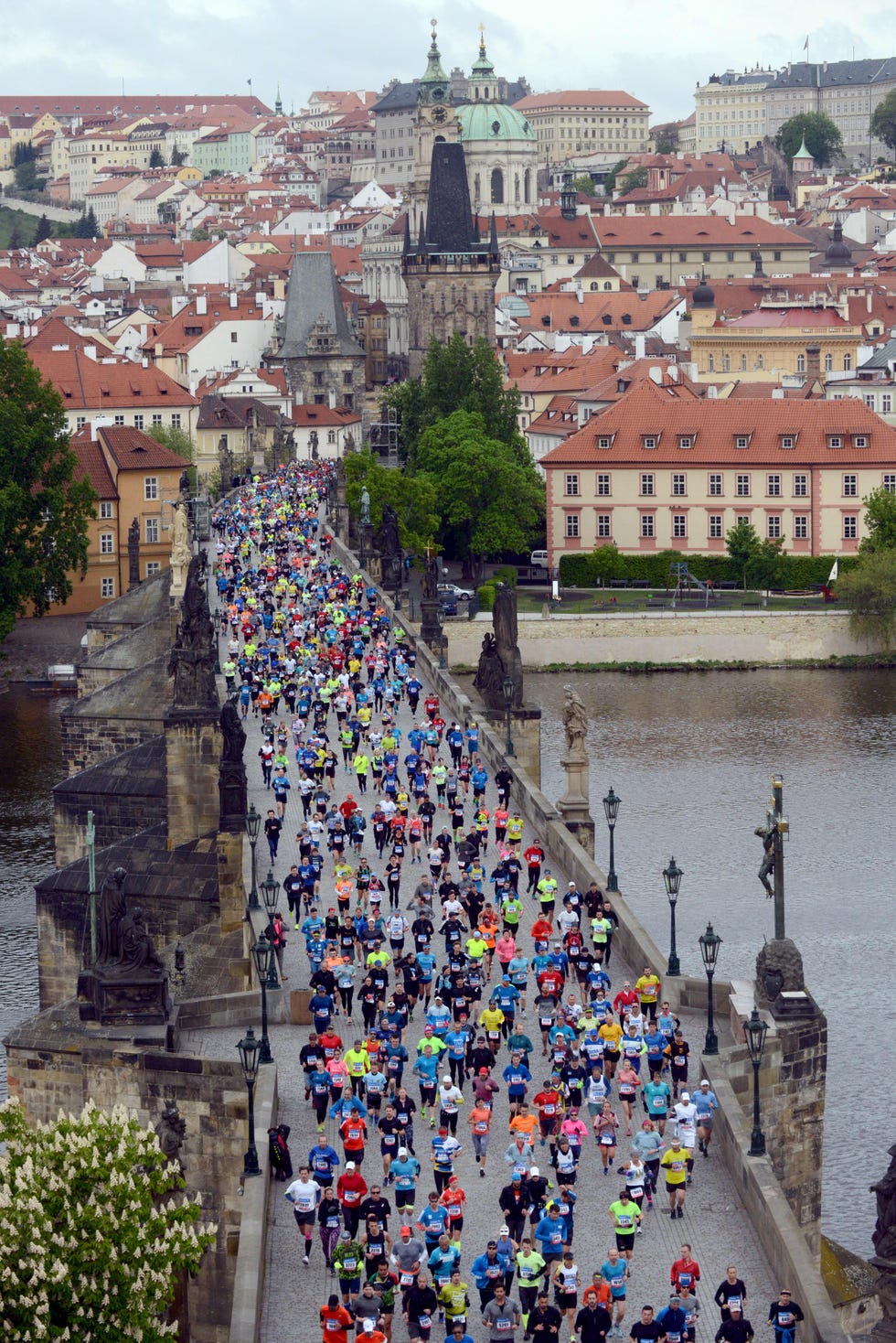 participants run across the charles bridge during the pragues international marathon on may 5, 2019 in prague, czech republic photo by michal cizek afp photo credit should read michal cizekafp via getty images