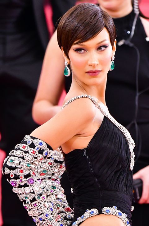 new york, ny   may 06  bella hadid arrives to the 2019 met gala celebrating camp notes on fashion at metropolitan museum of art on may 6, 2019 in new york city  photo by james devaneygc images