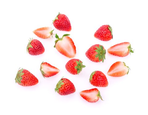 High Angle View Of Strawberries On White Background