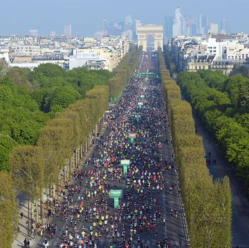 paris, france   april 14 thousands of runners compete in the 43rd paris marathon on april 14, 2019 in paris, france more than 60,000 people participated in the 43rd paris marathon, including 23,000 foreigners from 145 different countries photo by frederic stevensgetty images