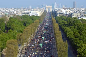 paris, france   april 14 thousands of runners compete in the 43rd paris marathon on april 14, 2019 in paris, france more than 60,000 people participated in the 43rd paris marathon, including 23,000 foreigners from 145 different countries photo by frederic stevensgetty images