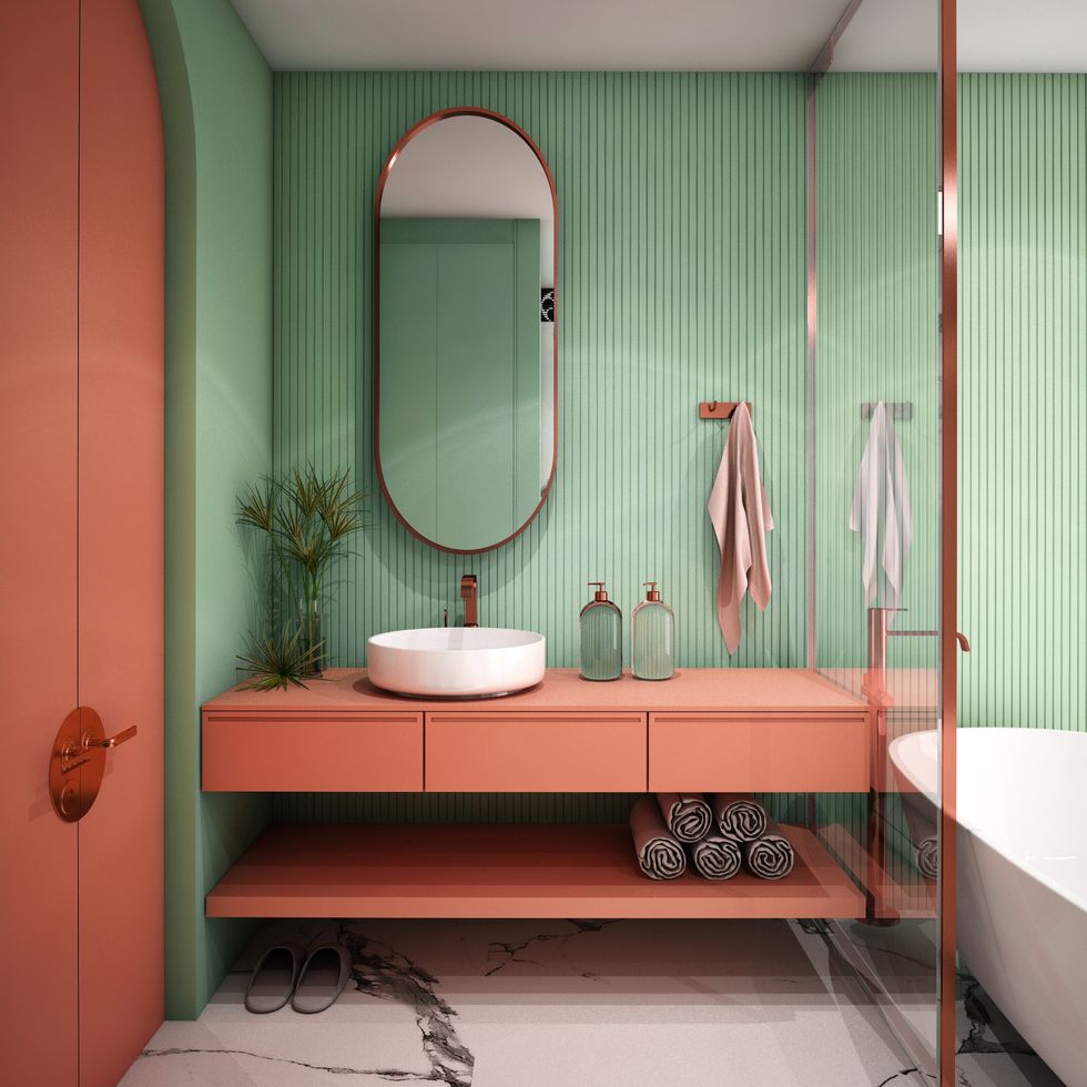 modern bathroom interior design ,3d rendering ,3d illustration