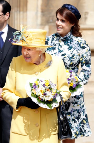 windsor, united kingdom april 18 embargoed for publication in uk newspapers until 24 hours after create date and time queen elizabeth ii and princess eugenie attend the traditional royal maundy service at st georges chapel on april 18, 2019 in windsor, england during the service the queen distributed maundy money to 93 men and 93 women, one for each of her 93 years photo by max mumbyindigogetty images