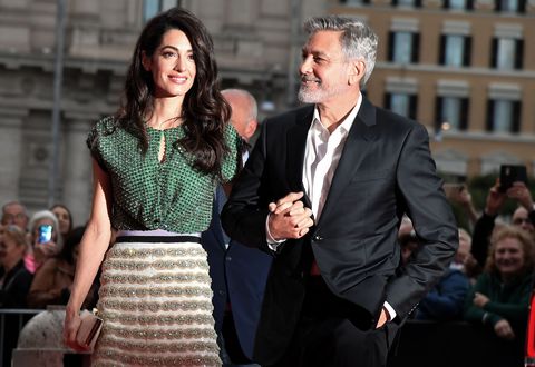 topshot   us actor george clooney r and wife british lebanese amal clooney arrive to the premiere of catch 22  on may 13, 2019 in rome photo by tiziana fabi  afp        photo credit should read tiziana fabiafp via getty images