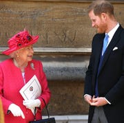 windsor, england may 18 queen elizabeth ii speaks with prince harry, duke of sussex as they leave after the wedding of lady gabriella windsor to thomas kingston at st georges chapel, windsor castle on may 18, 2019 in windsor, england photo by steve parsons wpa poolgetty images windsor, england may 18 queen elizabeth ii speaks with prince harry, duke of sussex as they leave after the wedding of lady gabriella windsor to thomas kingston at st georges chapel, windsor castle on may 18, 2019 in windsor, england photo by steve parsons wpa poolgetty images