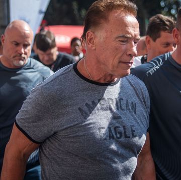 topshot   us actor and former california governor arnold schwarzenegger c is seen at the arnold classic africa, a multi sport festival held at the sandton convention centre on may 18, 2019 in johannesburg, south africa photo by michele spatari  afp        photo credit should read michele spatariafp via getty images