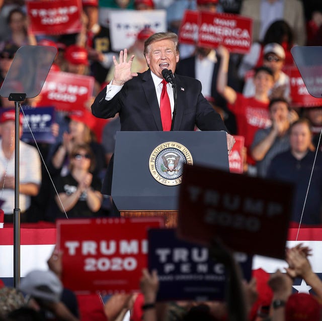 montoursville, pa   may 20 us president donald trump speaks during a 'make america great again' campaign rally at williamsport regional airport, may 20, 2019 in montoursville, pennsylvania trump is making a trip to the swing state to drum up republican support on the eve of a special election in pennsylvania's 12th congressional district, with republican fred keller facing off against democrat marc friedenberg photo by drew angerergetty images