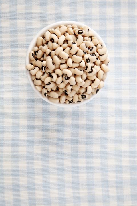 Close-Up Of Black-Eyed Peas In Bowl On Tablecloth