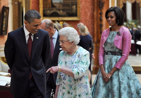 Barack Obama, Queen Elizabeth II and Michelle Obama