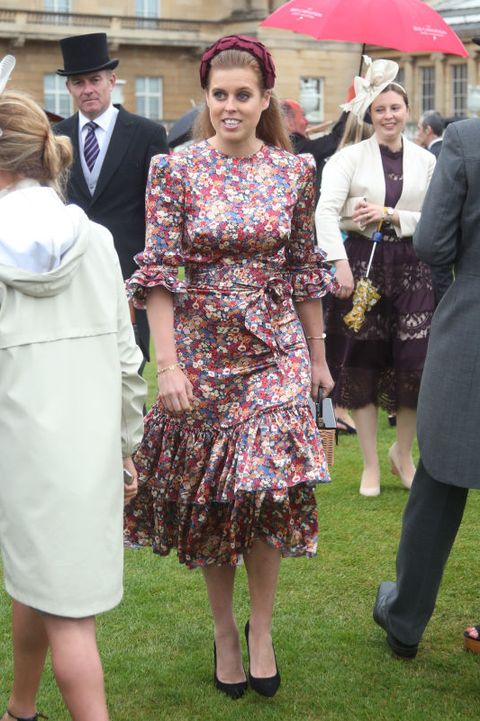 Princess Beatrice wears the Vampire's Wife to the Queen's Garden Party at Buckingham Palace