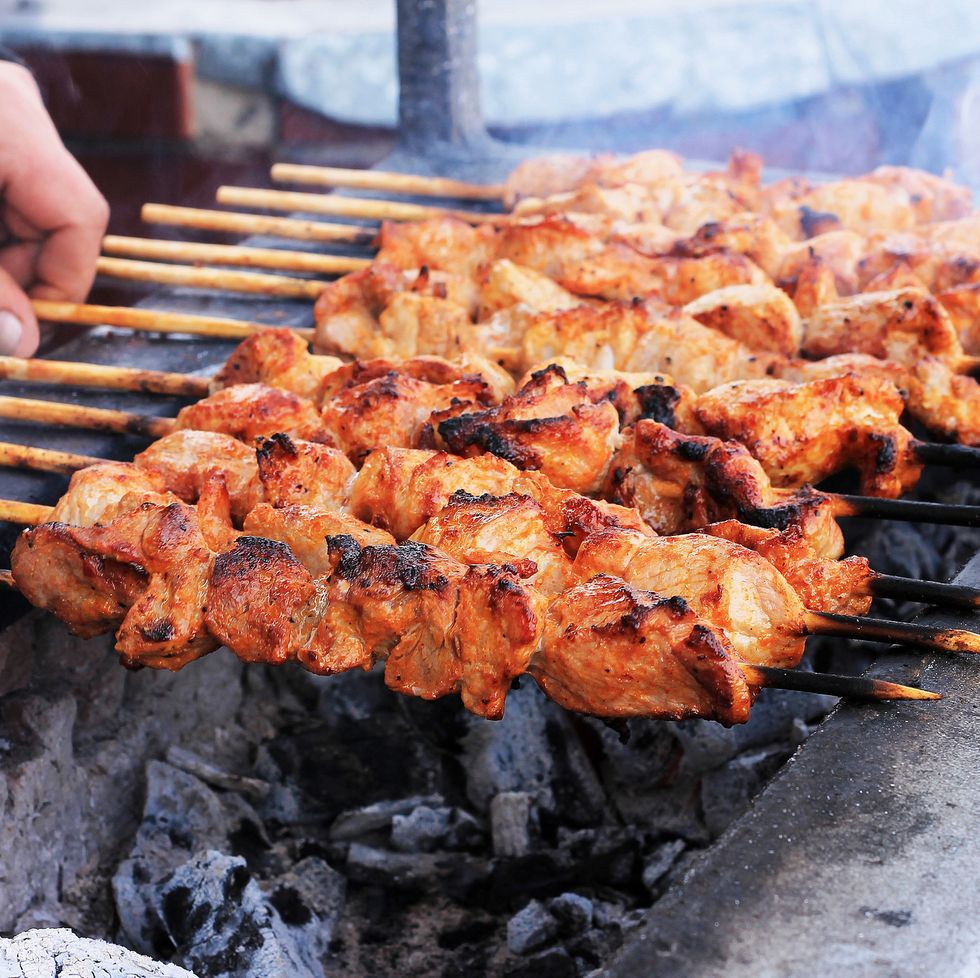 Dish, Food, Barbecue, Shashlik, Cuisine, Grilling, Souvlaki, Brochette, Barbecue grill, Yakitori, 