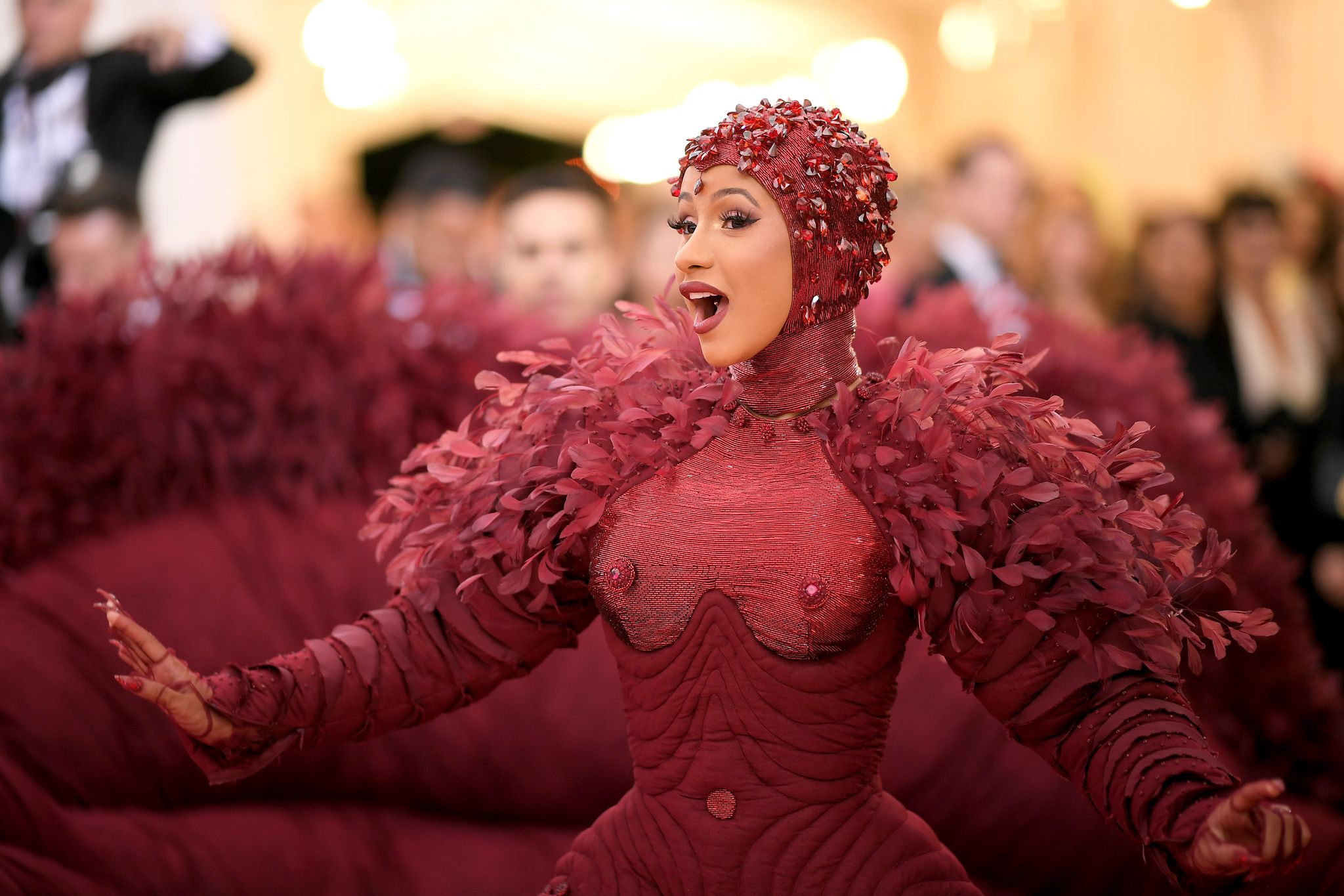 Cardi B's Met Gala 2023 Decoy Outfit Was a Bubblegum Pink Bedazzled Tulle  Gown — See Photos