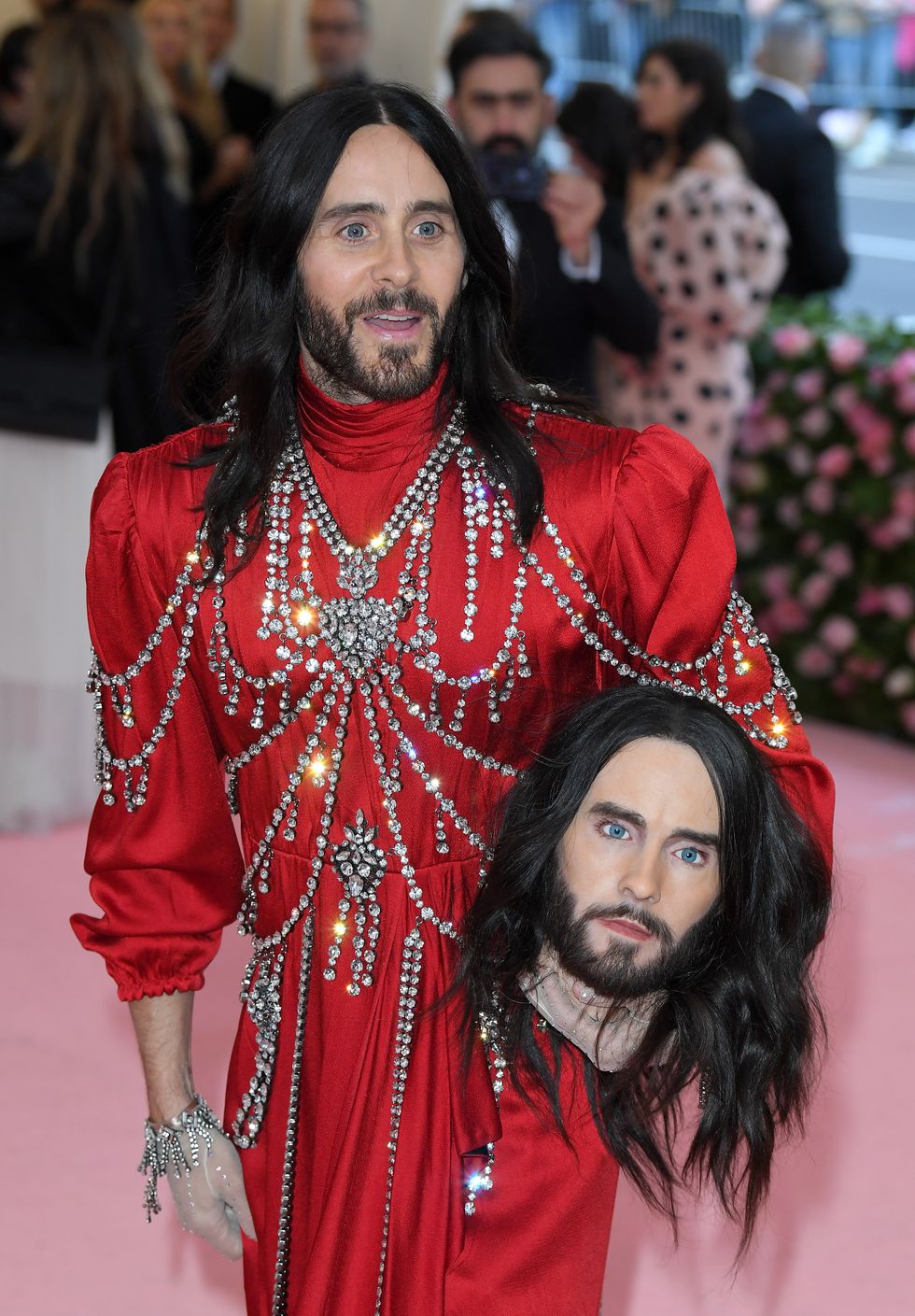 Jared Leto doing the Met Gala Gucci challenge
