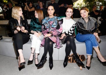 Fashion, Event, Fashion design, Leg, Footwear, Leggings, Leather, Tights, Sitting, Style, 