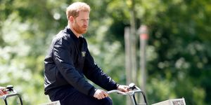 the hague, netherlands   may 09 embargoed for publication in uk newspapers until 24 hours after create date and time prince harry, duke of sussex rides a bicycle around sportcampus zuiderpark as part of a programme of events to mark the official launch of the invictus games the hague 2020 on may 9, 2019 in the hague, netherlands photo by max mumbyindigogetty images
