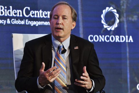 bogota, colombia   may 14 ken paxton, ​​attorney general state of texas attends the forum 'partnerships to eradicate human trafficking in the americas' at the 2019 concordia americas summit on may 14, 2019 in bogota, colombiaphoto by gabriel apontegetty images for concordia summit