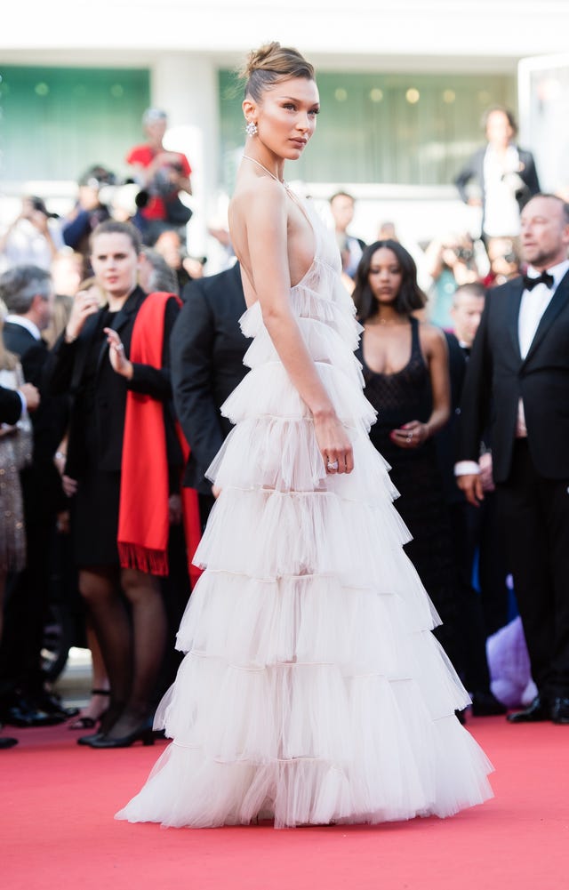 Bella Hadid in Dior Skirt and Top at Cannes 2019