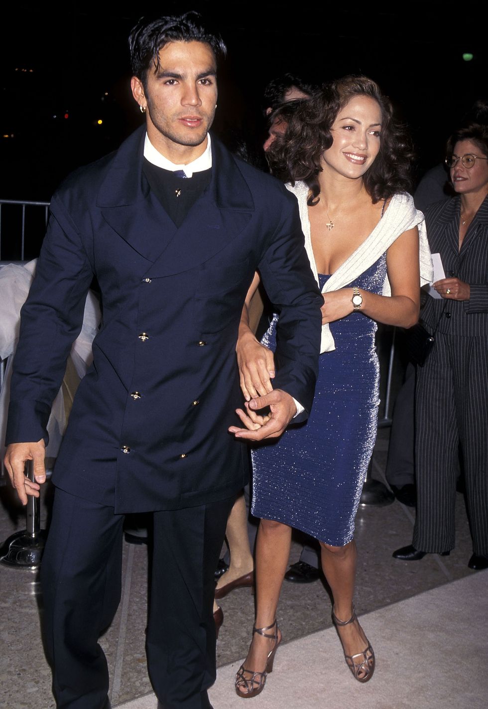actress jennifer lopez and husband ojani noa attend that old feeling century city premiere on march 31, 1997 at cineplex odeon century plaza cinemas in century city, california
