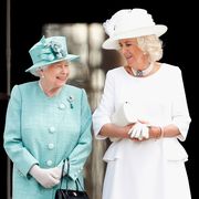 london, united kingdom   june 03 embargoed for publication in uk newspapers until 24 hours after create date and time queen elizabeth ii and camilla, duchess of cornwall attend the ceremonial welcome in the buckingham palace garden for president trump during day 1 of his state visit to the uk on june 3, 2019 in london, england president trumps three day state visit will include lunch with the queen, and a state banquet at buckingham palace, as well as business meetings with the prime minister and the duke of york, before travelling to portsmouth to mark the 75th anniversary of the d day landings photo by max mumbyindigogetty images