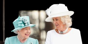 london, united kingdom   june 03 embargoed for publication in uk newspapers until 24 hours after create date and time queen elizabeth ii and camilla, duchess of cornwall attend the ceremonial welcome in the buckingham palace garden for president trump during day 1 of his state visit to the uk on june 3, 2019 in london, england president trumps three day state visit will include lunch with the queen, and a state banquet at buckingham palace, as well as business meetings with the prime minister and the duke of york, before travelling to portsmouth to mark the 75th anniversary of the d day landings photo by max mumbyindigogetty images