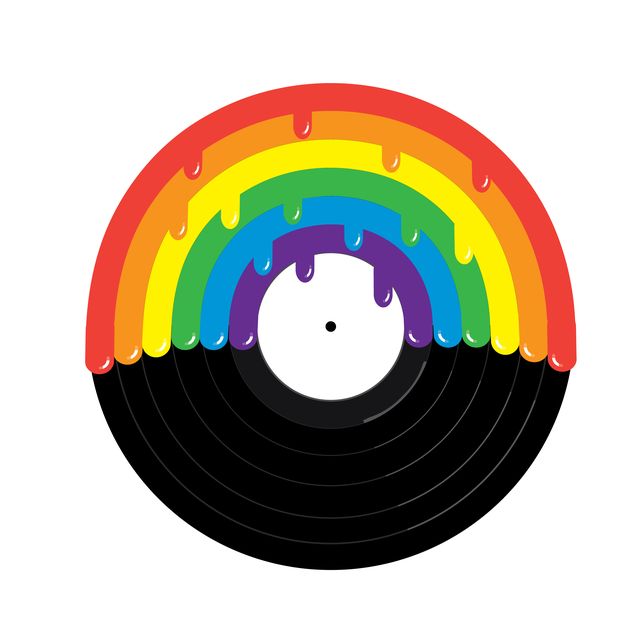 vector illustration of a gay pride or lgbt pride concept rainbow and vinyl record with drips eps 10