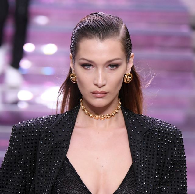 milan, italy june 15 bella hadid, walks the runway at the versace fashion show during the milan mens fashion week springsummer 2020 on june 15, 2019 in milan, italy photo by victor boykogetty images
