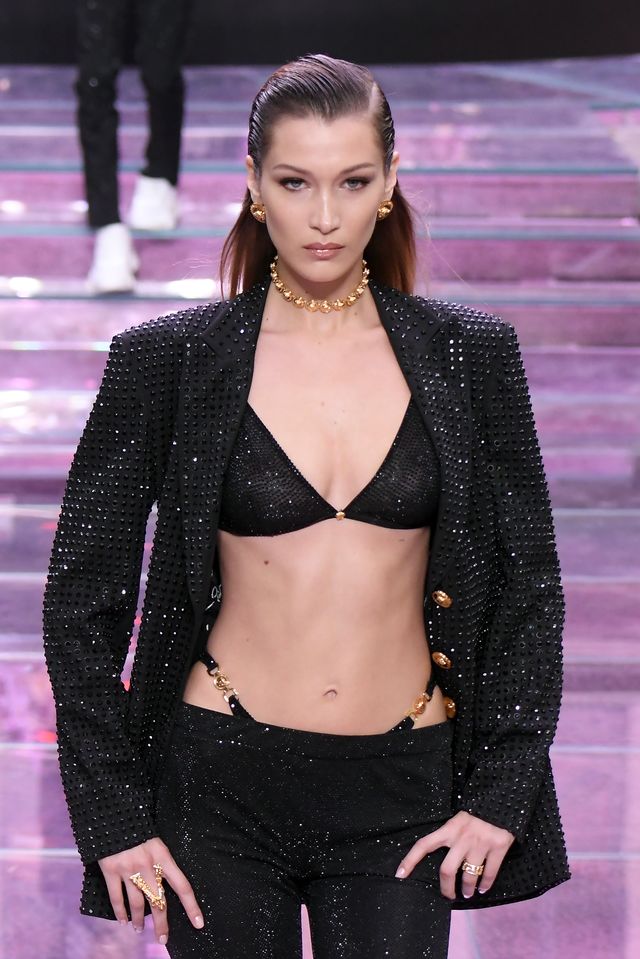 Is the Exposed Thong Trend Coming Back? - Bella Hadid Wears High-Rise Thong  on Versace Men's Runway