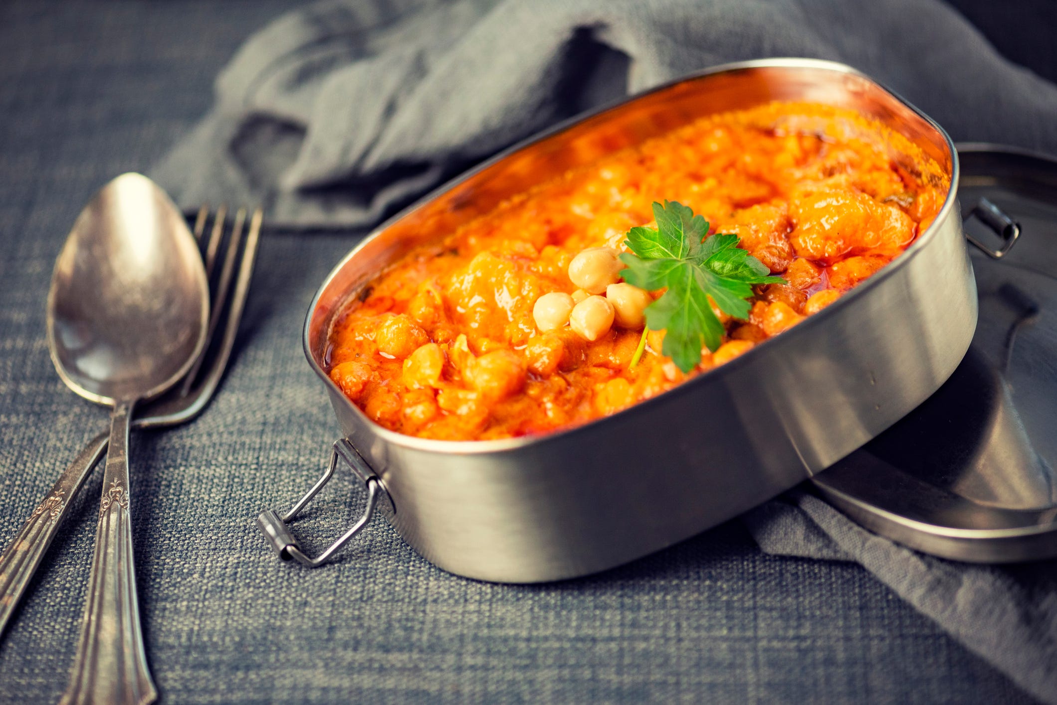 Vegan Chana Alu Masala in a Sustainable To-Go Lunch Box