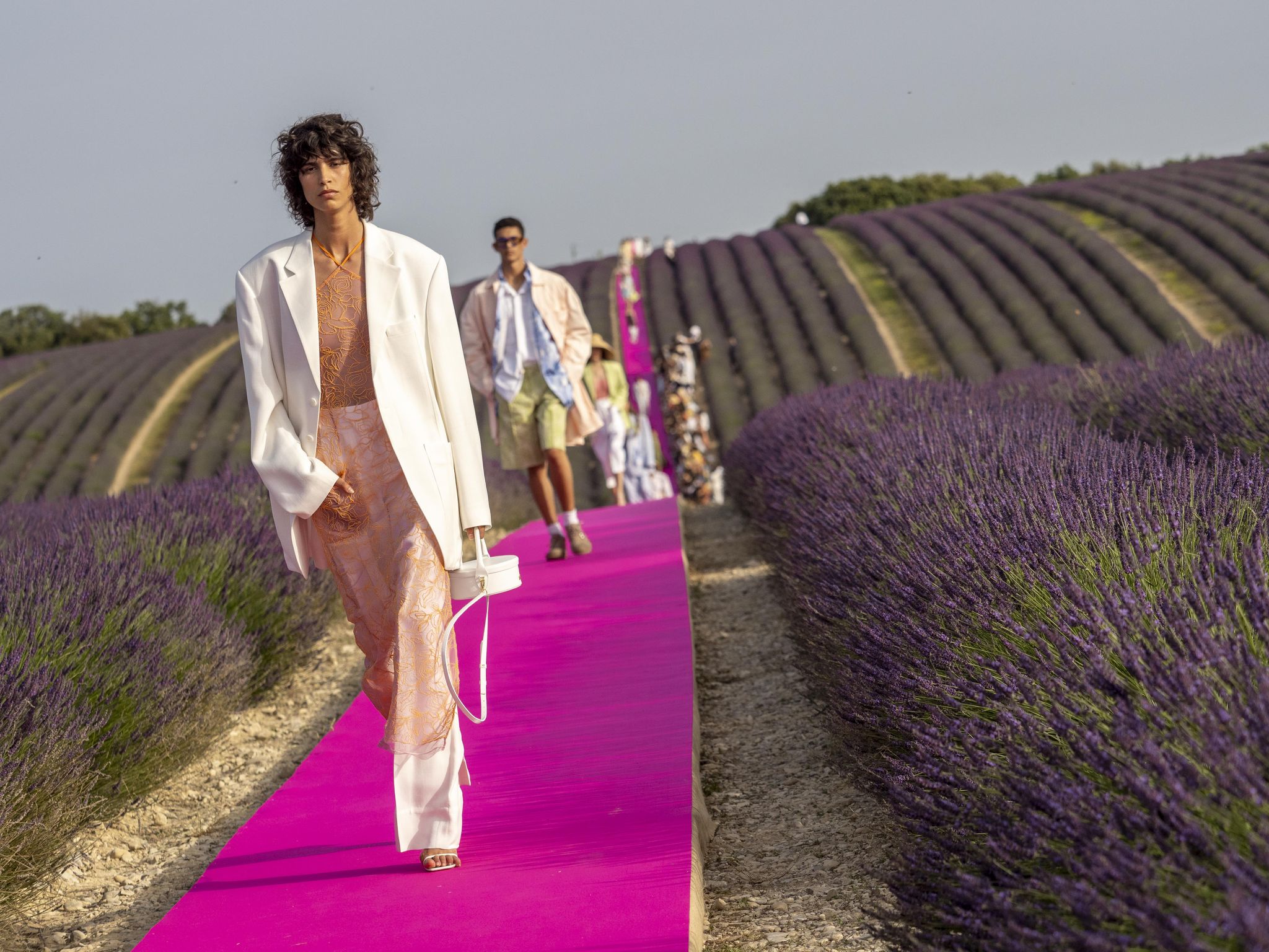 valensole, france   june 24 a model walks the runway during the jacquemus menswear spring summer 2020 show on june 24, 2019 in valensole, france photo by arnold jerockigetty images