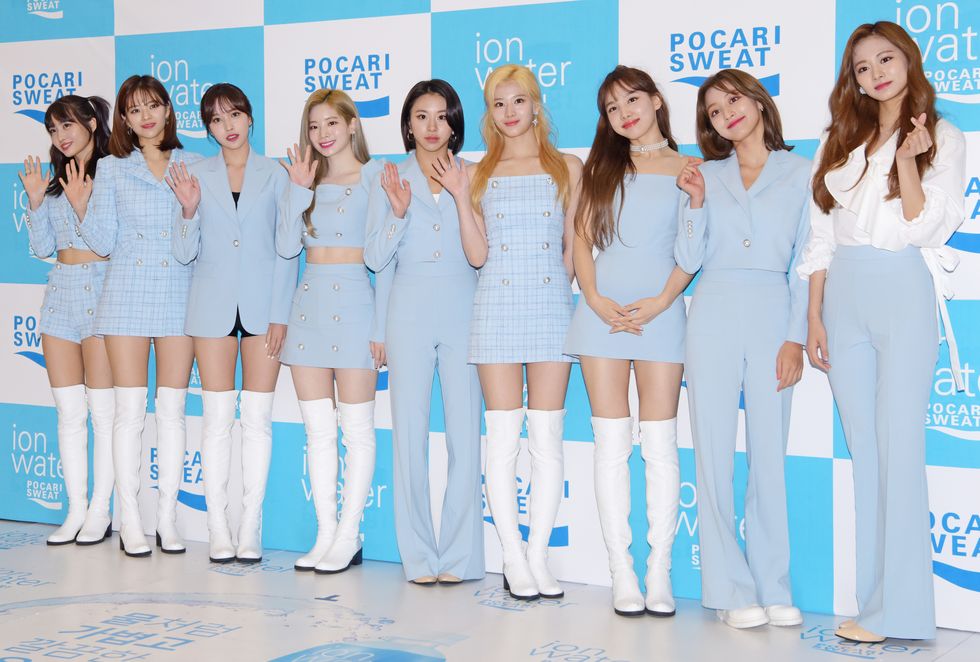 seoul, south korea   june 12 twice attends 'pocari sweat ion water x twice' fan signing at starfield coex b1 live plaza on june 12, 2019 in seoul, south korea photo by the chosunilbo jnsimazins via getty images