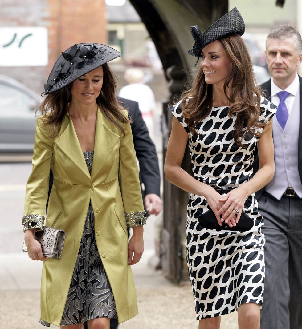lambourn, united kingdom   june 11 embargoed for publication in uk newspapers until 48 hours after create date and time pippa middleton and catherine duchess of cambridge attend the wedding of sam waley cohen and annabel ballin at st michael and all angels church on june 11, 2011 in lambourn, england photo by indigogetty images