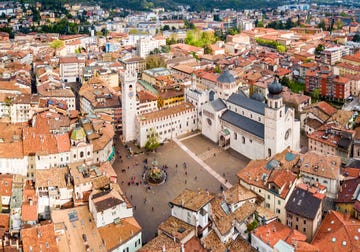 trento cathedral or duomo di trento aerial panoramic view duomo is a roman catholic cathedral in trento city in trentino alto adige in italy