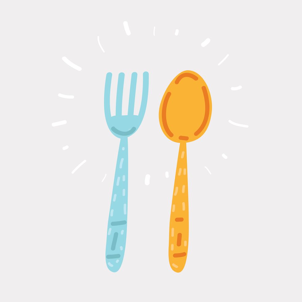 Fork and spoon hand drawing.