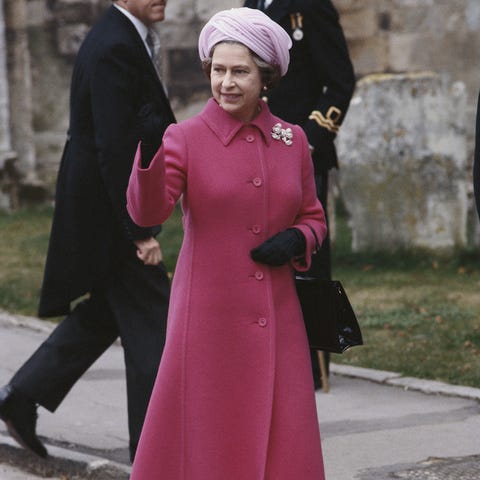 queen elizabeth ii attending the wedding of norton knatchbull, grandson of earl mountbatten, and penelope eastwood, at romsey abbey, in romsey, hampshire, england, great britain, 20 october 1979 photo by tim graham photo library via getty images