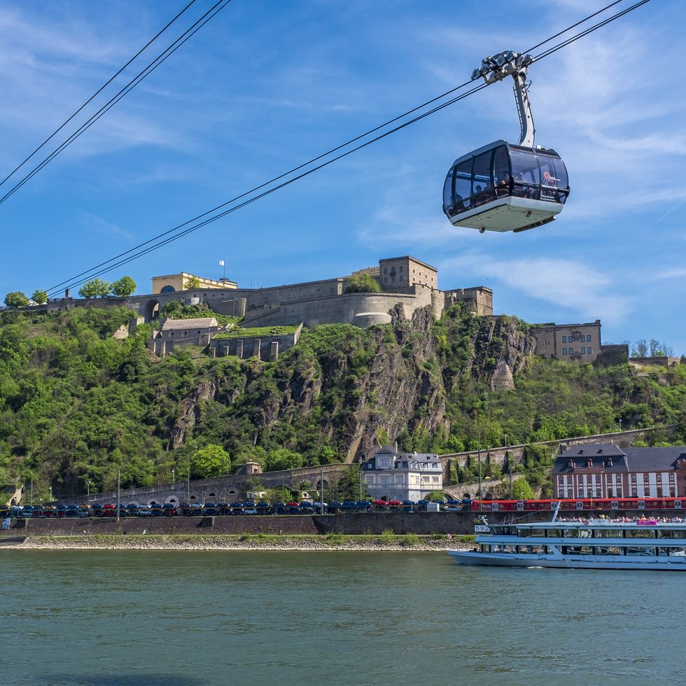 the cable car up to koblenz’s ehrenbreitstein fortress