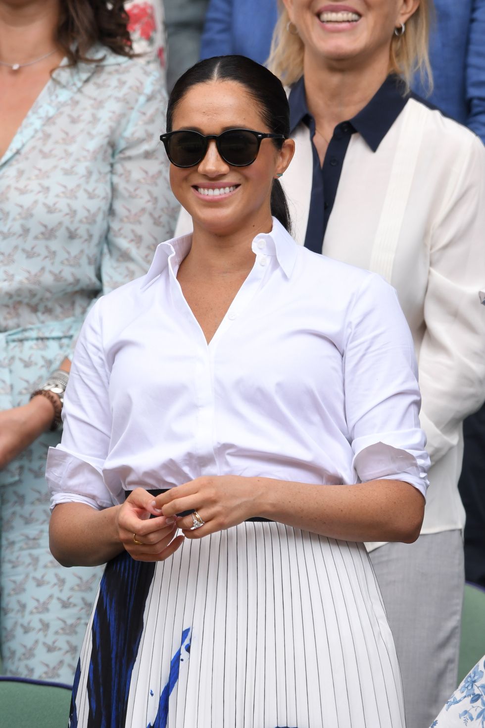 london, england   july 13 meghan, duchess of sussex in the royal box on centre court during day twelve of the wimbledon tennis championships at all england lawn tennis and croquet club on july 13, 2019 in london, england photo by karwai tanggetty images