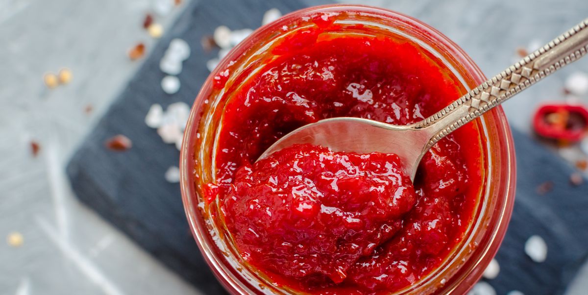 Red hot chili jam with fresh ingredients