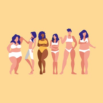 women of different sizes and races modeling underwear vector illustration design