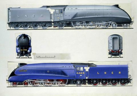 drawing of the london and north eastern railway steam locomotive numbered 4468 mallard, class a4 1940 photo by photo12universal images group via getty images