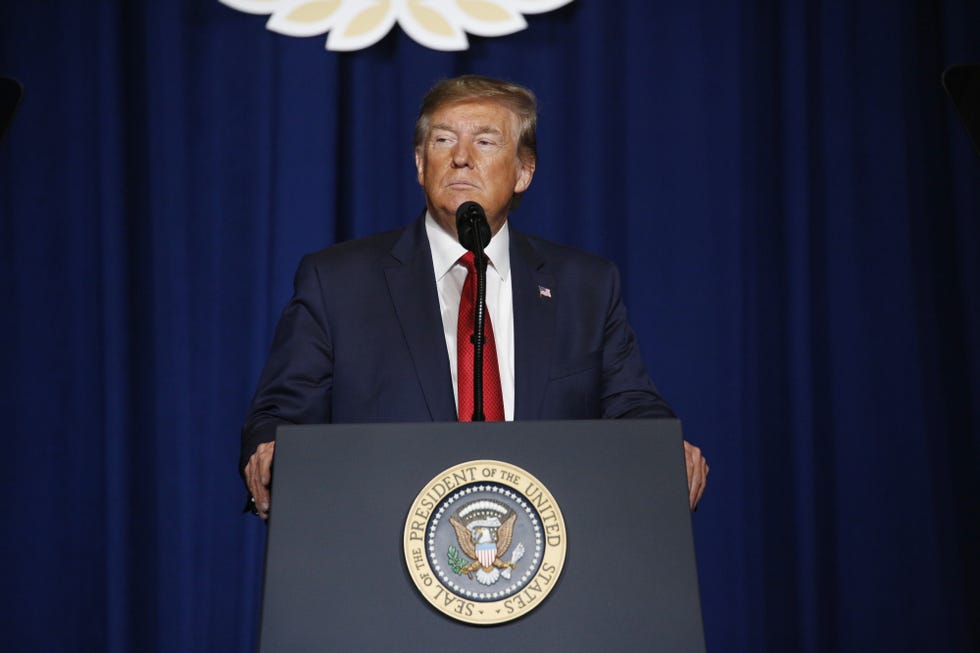 us president donald trump pauses while speaking during the american veterans amvets annual national convention in louisville, kentucky, us, on wednesday, aug 21, 2019 student loan debt held by disabled veterans will be forgiven under an order signed wednesday by president trump, according to the associated press photographer luke sharrettbloomberg via getty images